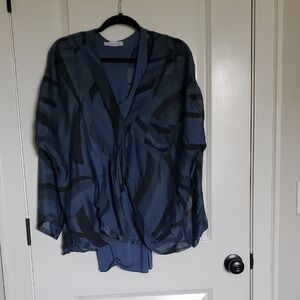 🟦 Elegant Blue Sheer Women's Top